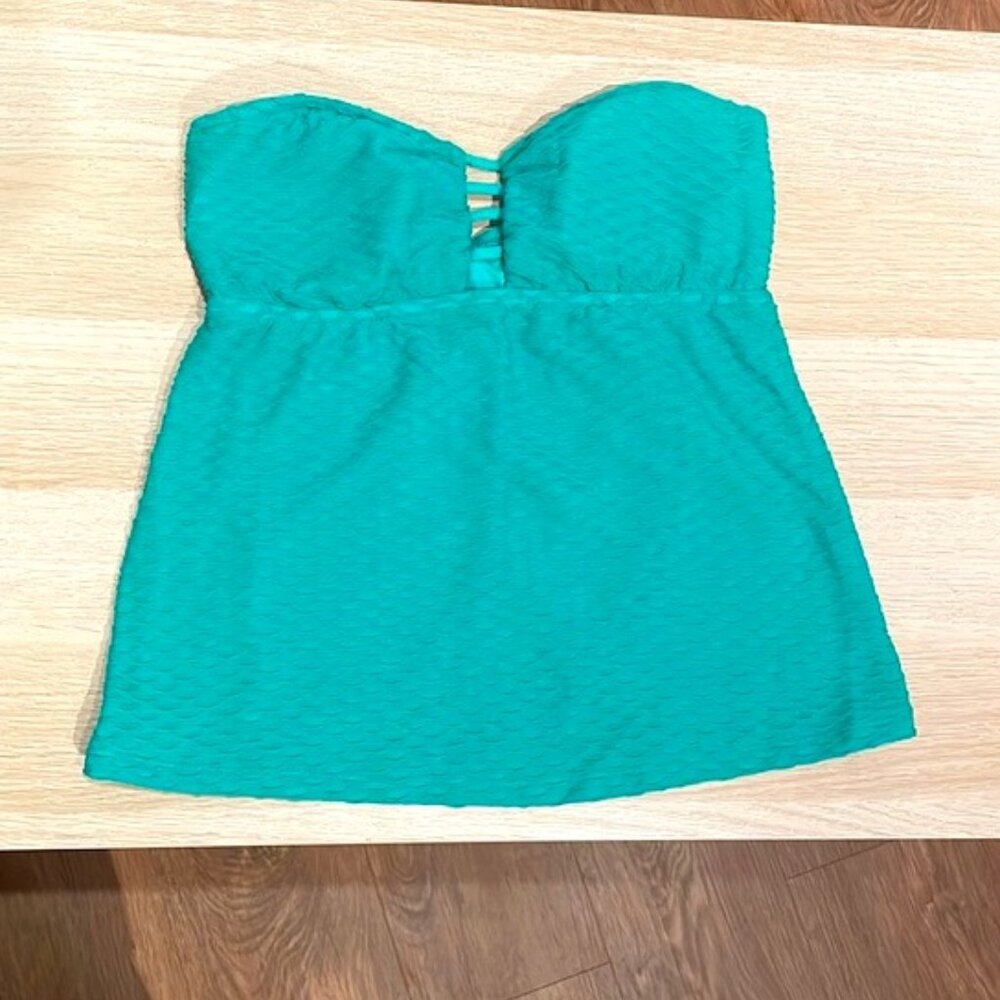 Green strapless swim top